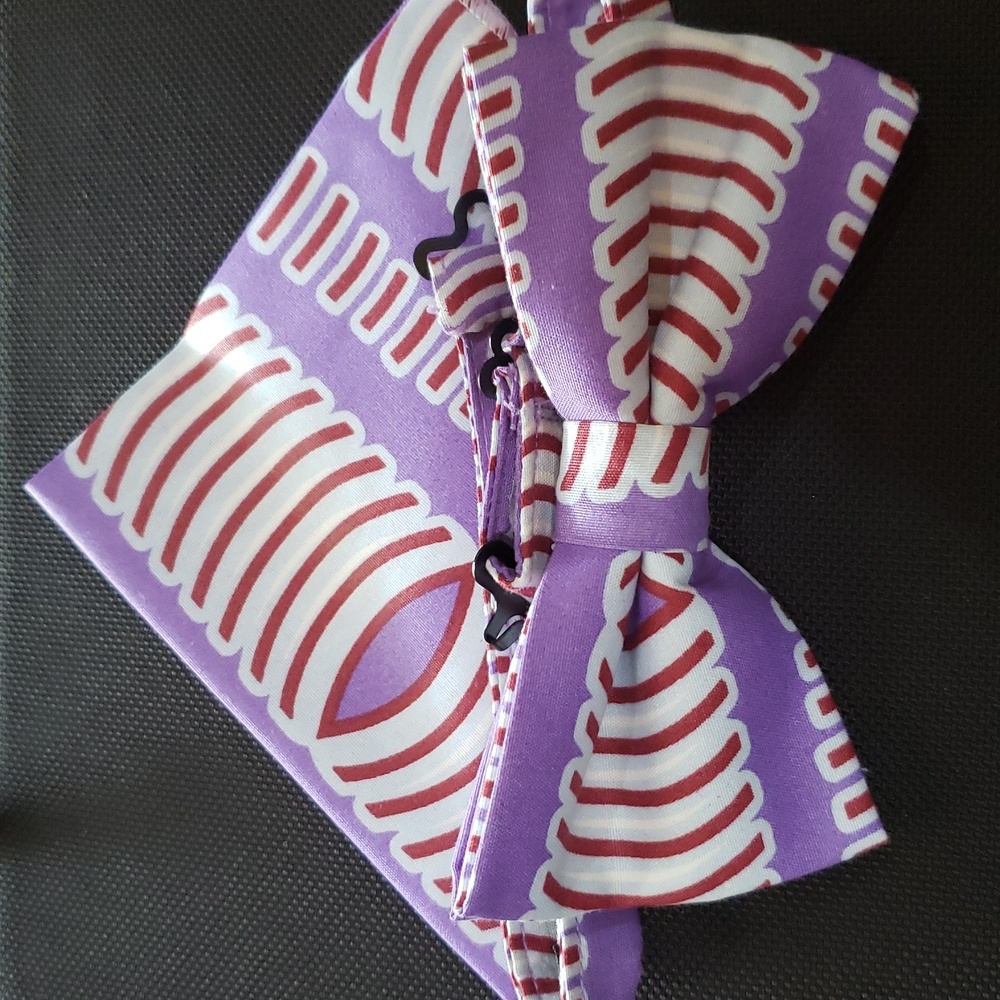 Purple and Red Patterned Bow Tie